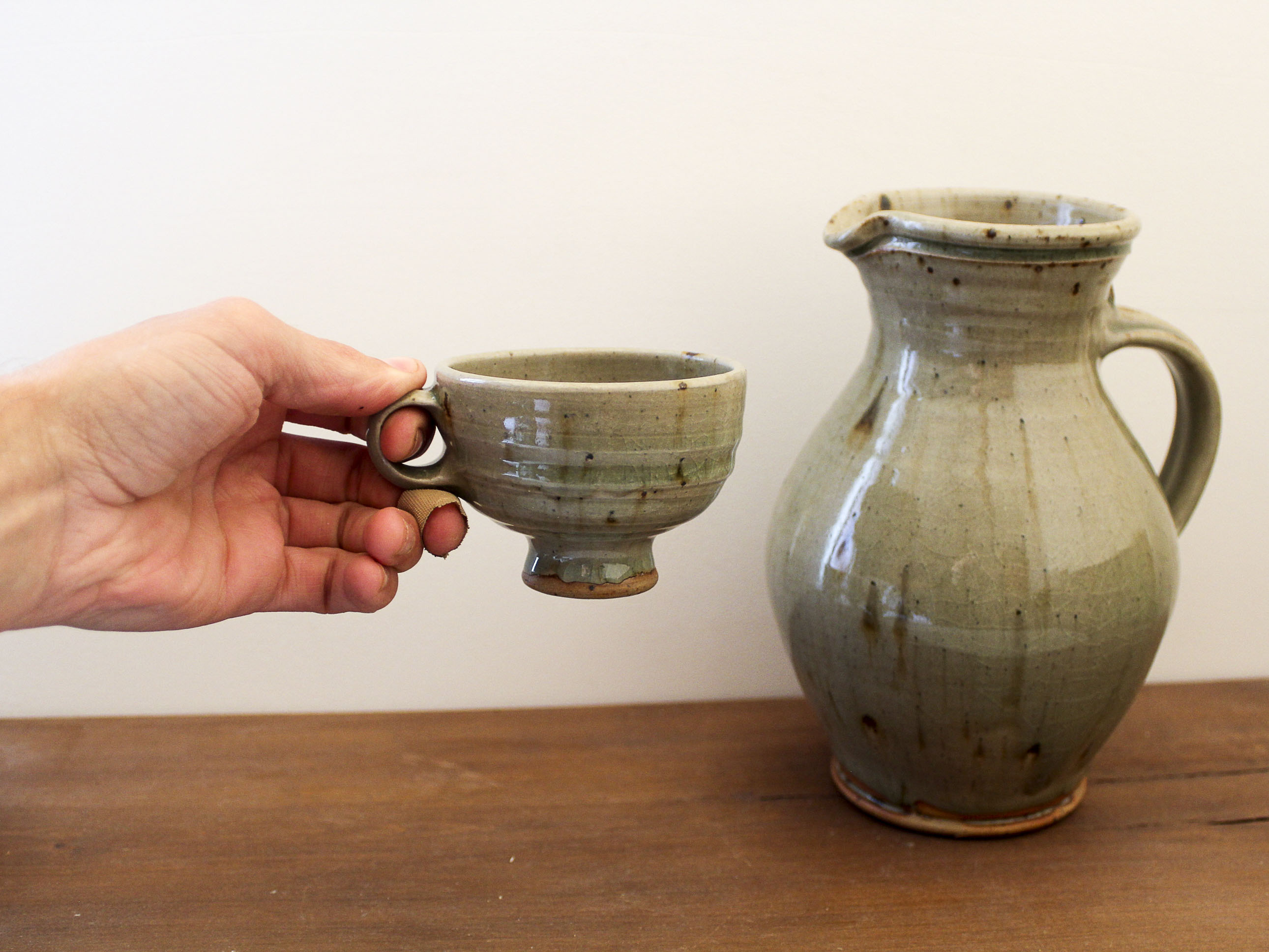 Gustave Tiffoche glazed stoneware cider set