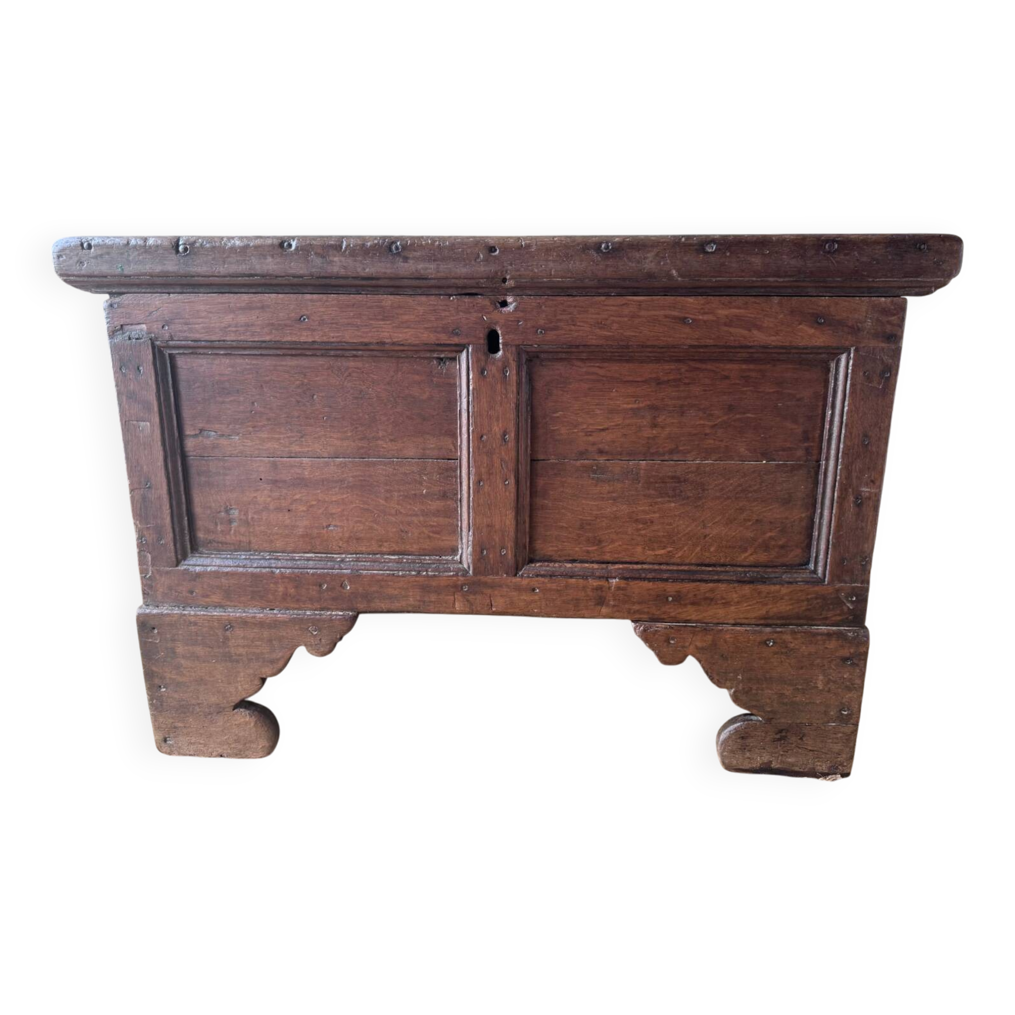 Rustic antique chest made of solid wood
