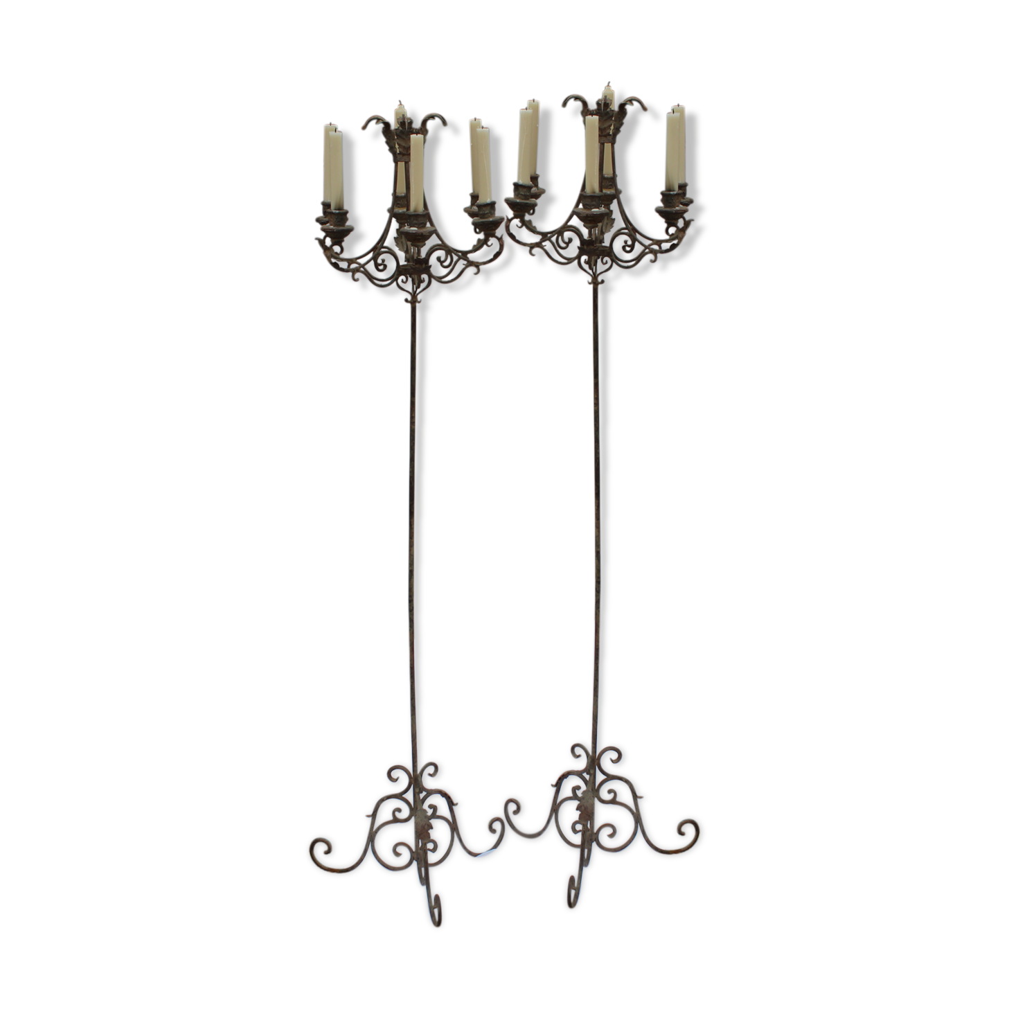 Candles on feet,  candelabras