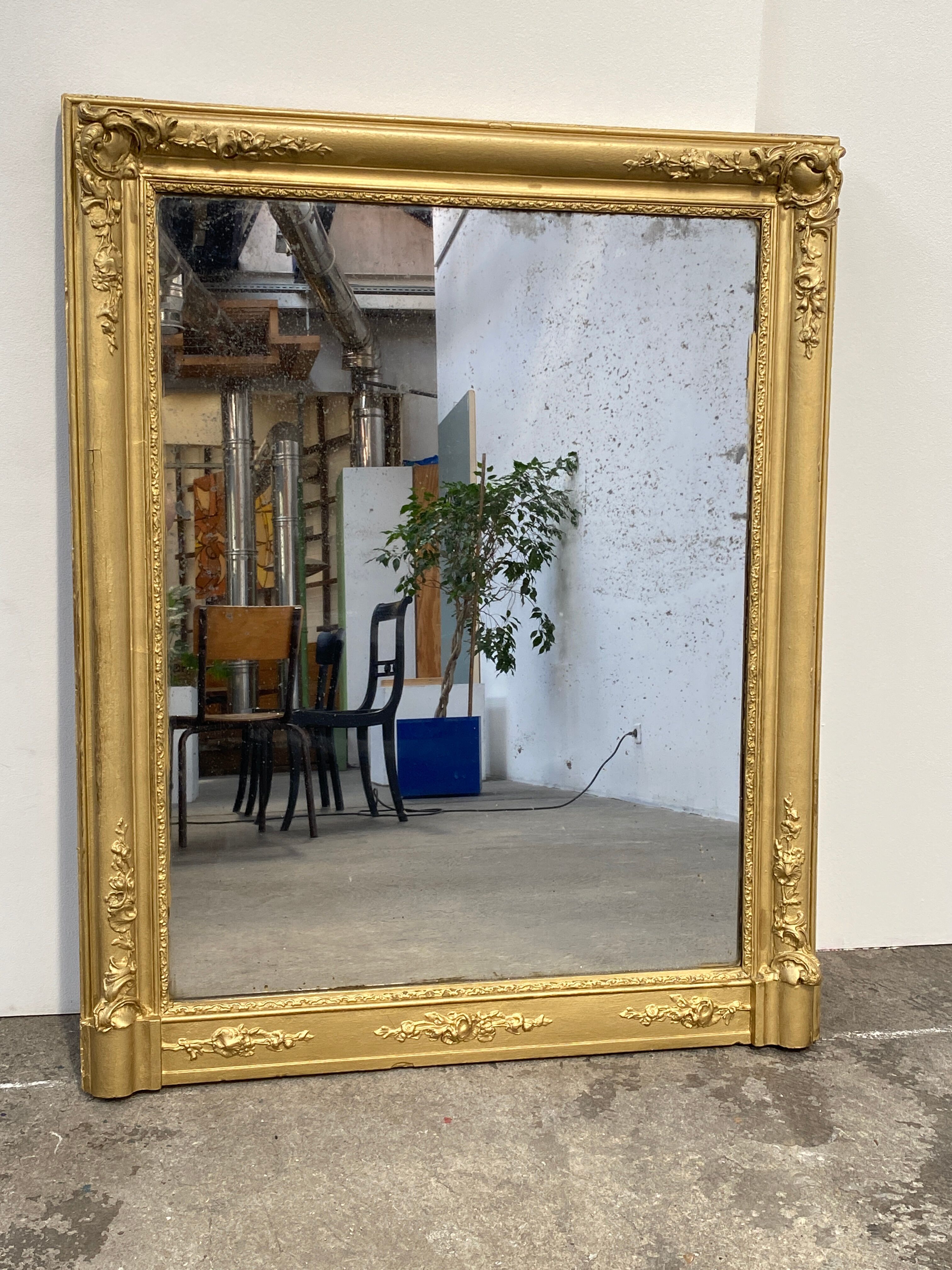 Wooden Stucco and Gilded Mirror, Height 115cm, 19th Century, France