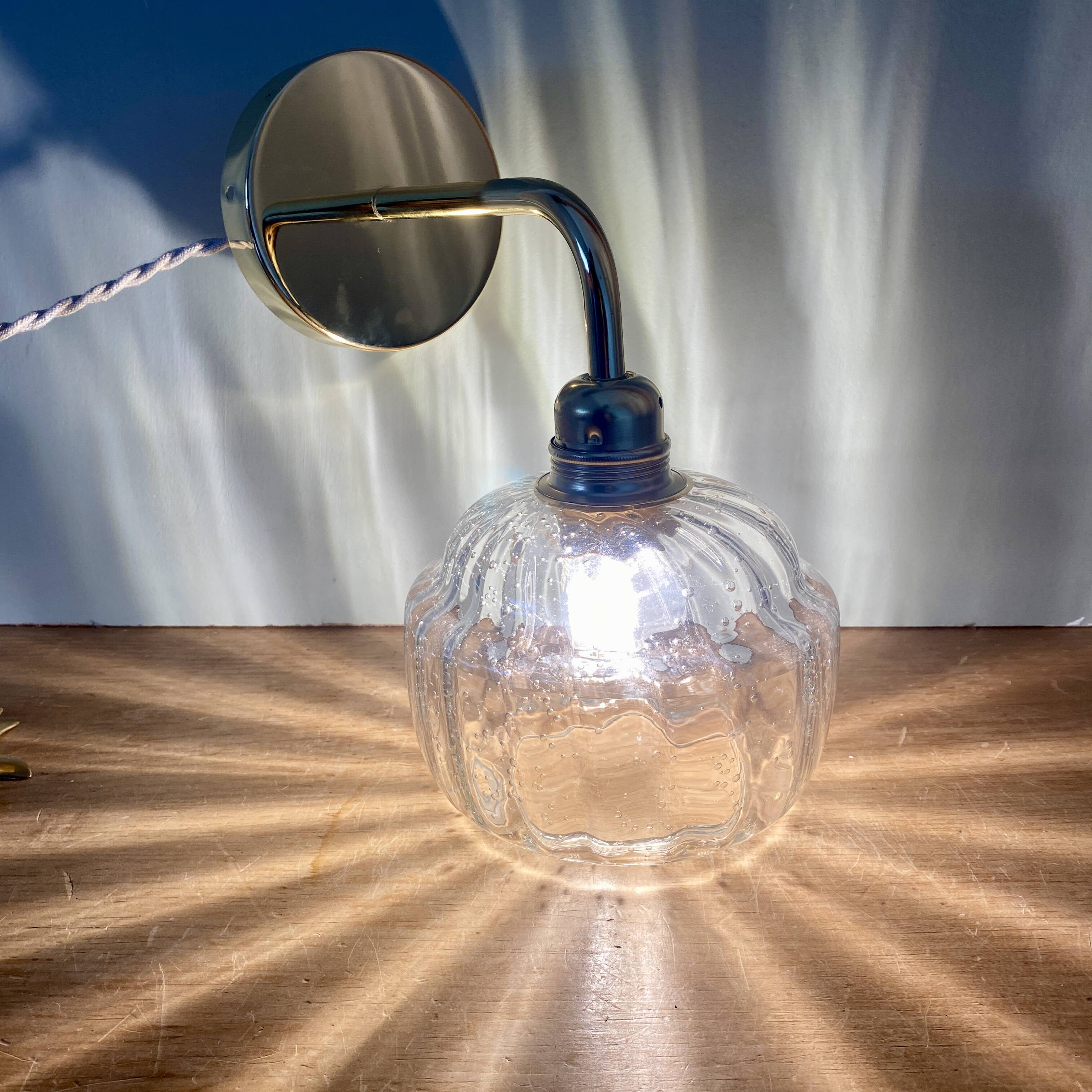 Vintage bubbled glass globe wall light