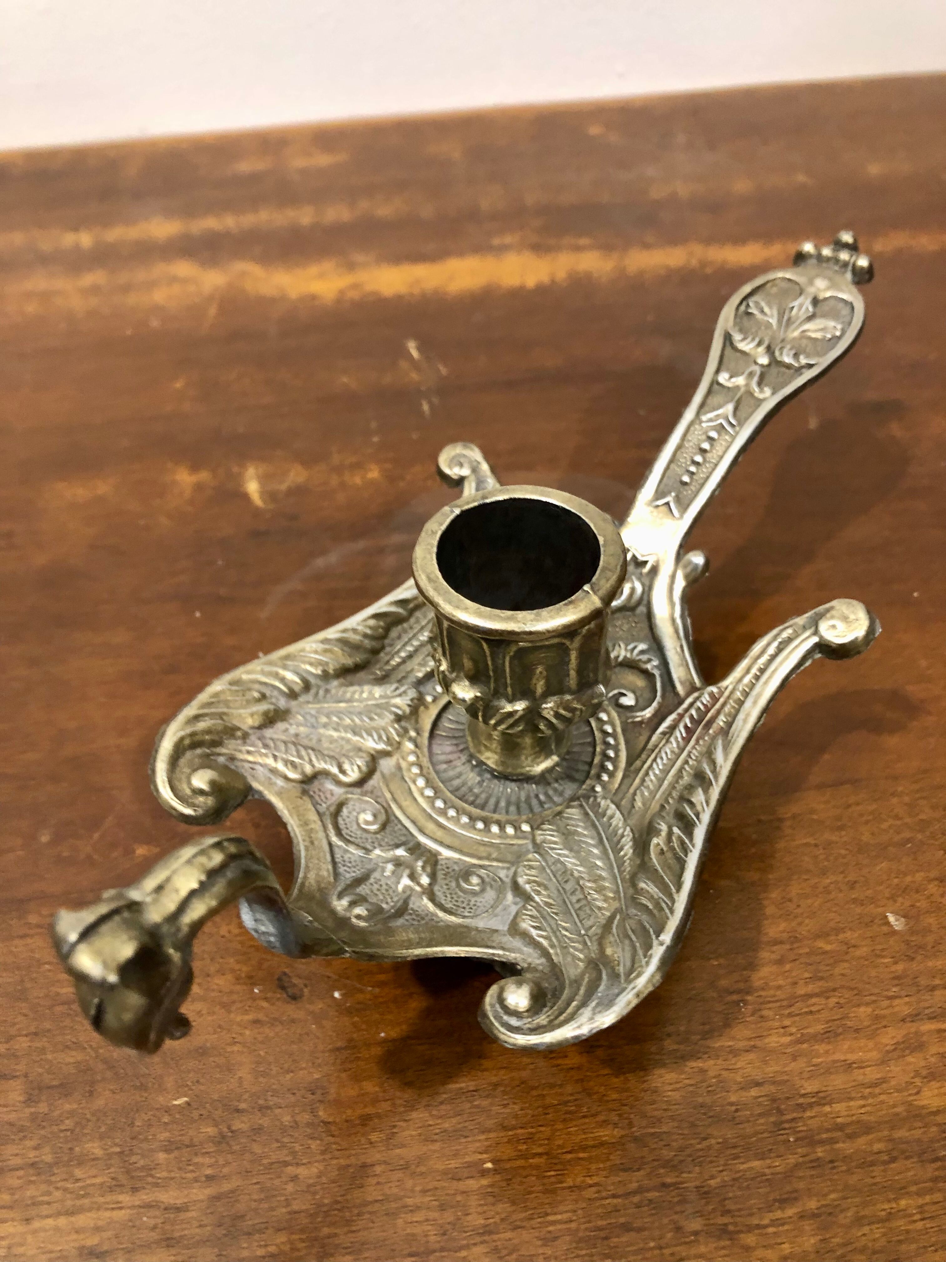 Brass peacock candle holder