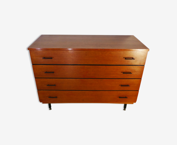 Commode vintage en teck des années 50 piétement en metal
