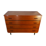 Vintage 1950s teak chest of drawers in metal