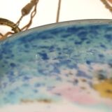Suspension/Muller Glass Paste/Turquoise Blue & Bronze Frame/Art Nouveau