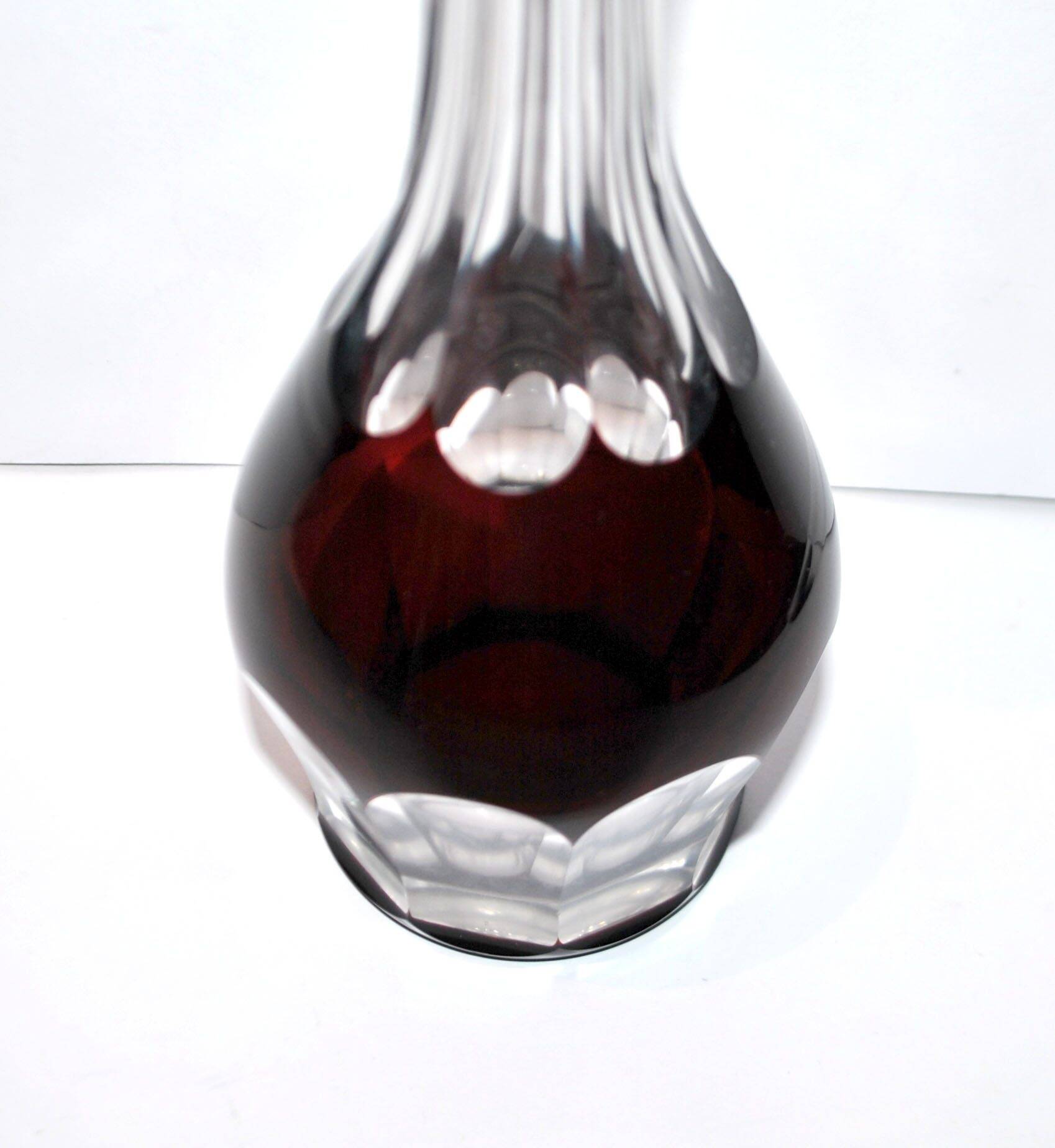 Carafe et 6 verres à liqueur Saint-Louis Bristol Joseph overlay cristal doublé