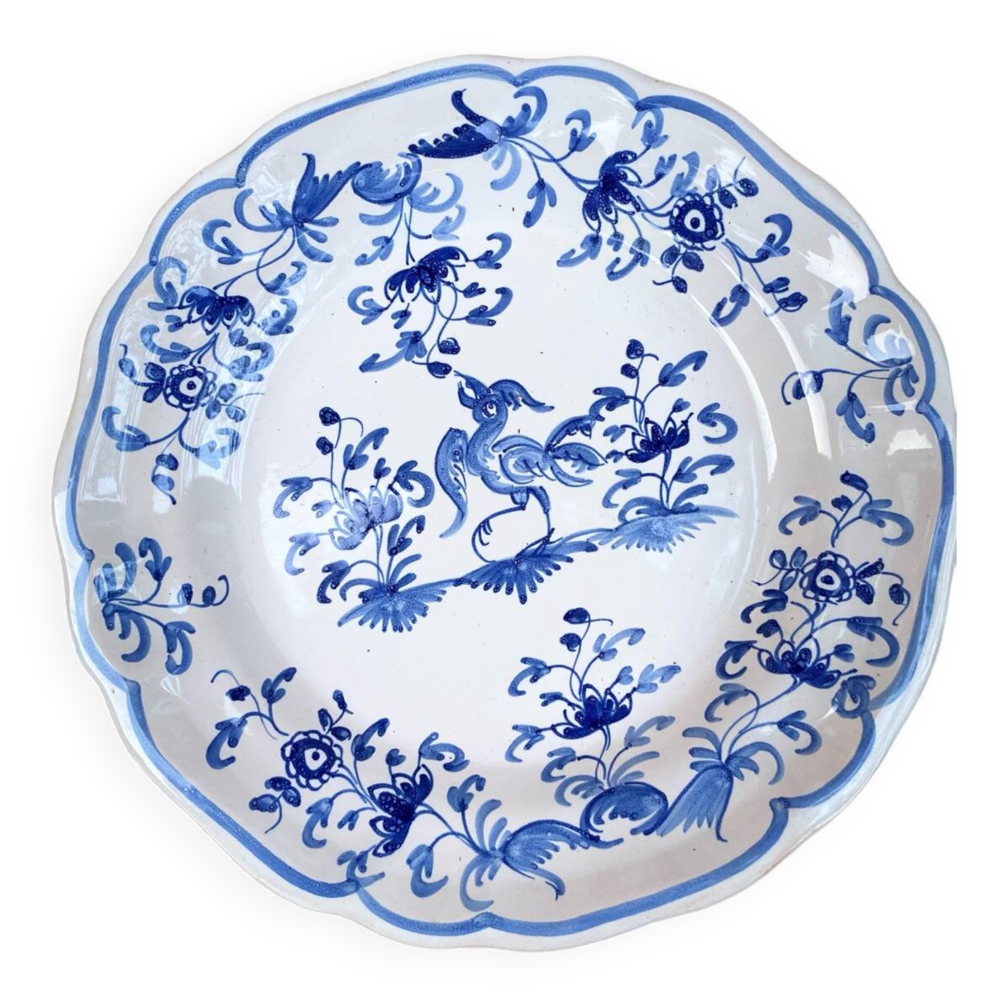 Old rare Moustiers plate, SM AA signature