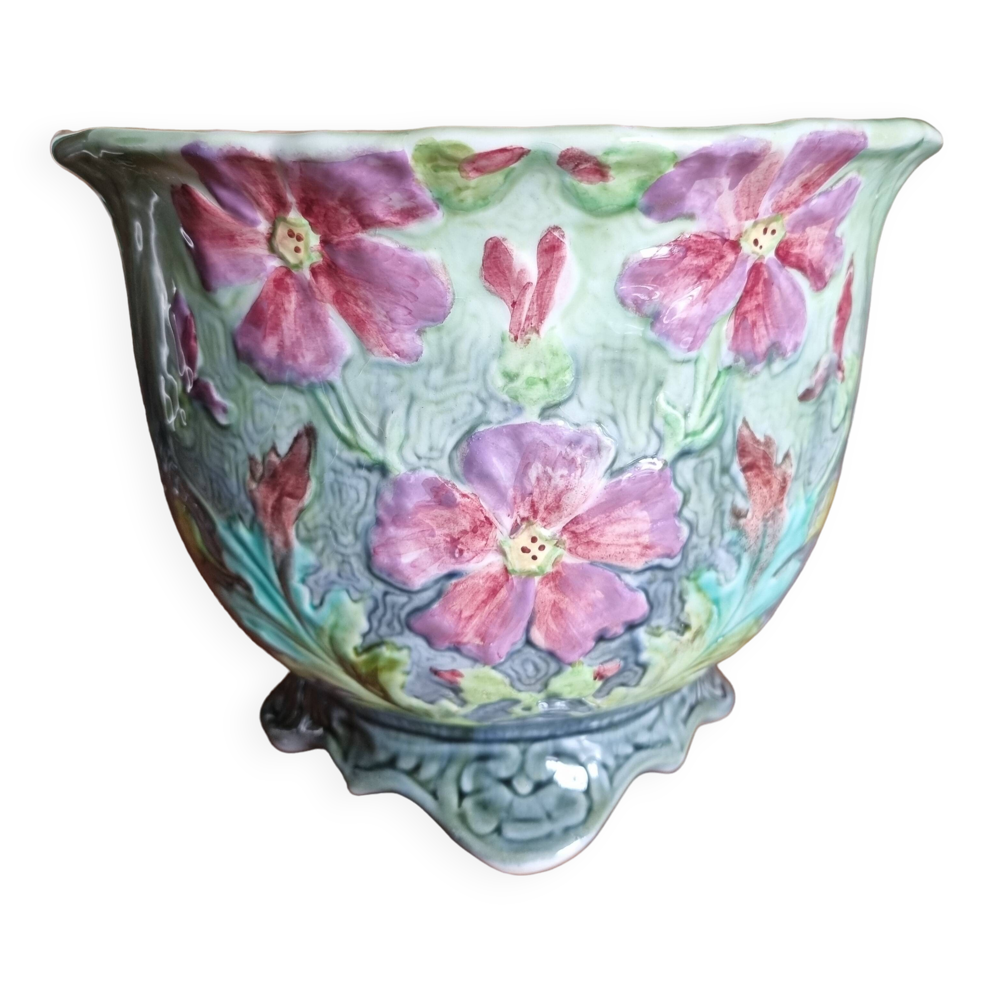 Antique planter Barbotine Longchamp Terre de Fer