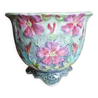 Cache-pot ancien en terre de fer barbotine de Longchamp