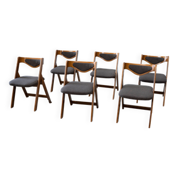 Ensemble de six chaises de salle à manger sculpturales italiennes.