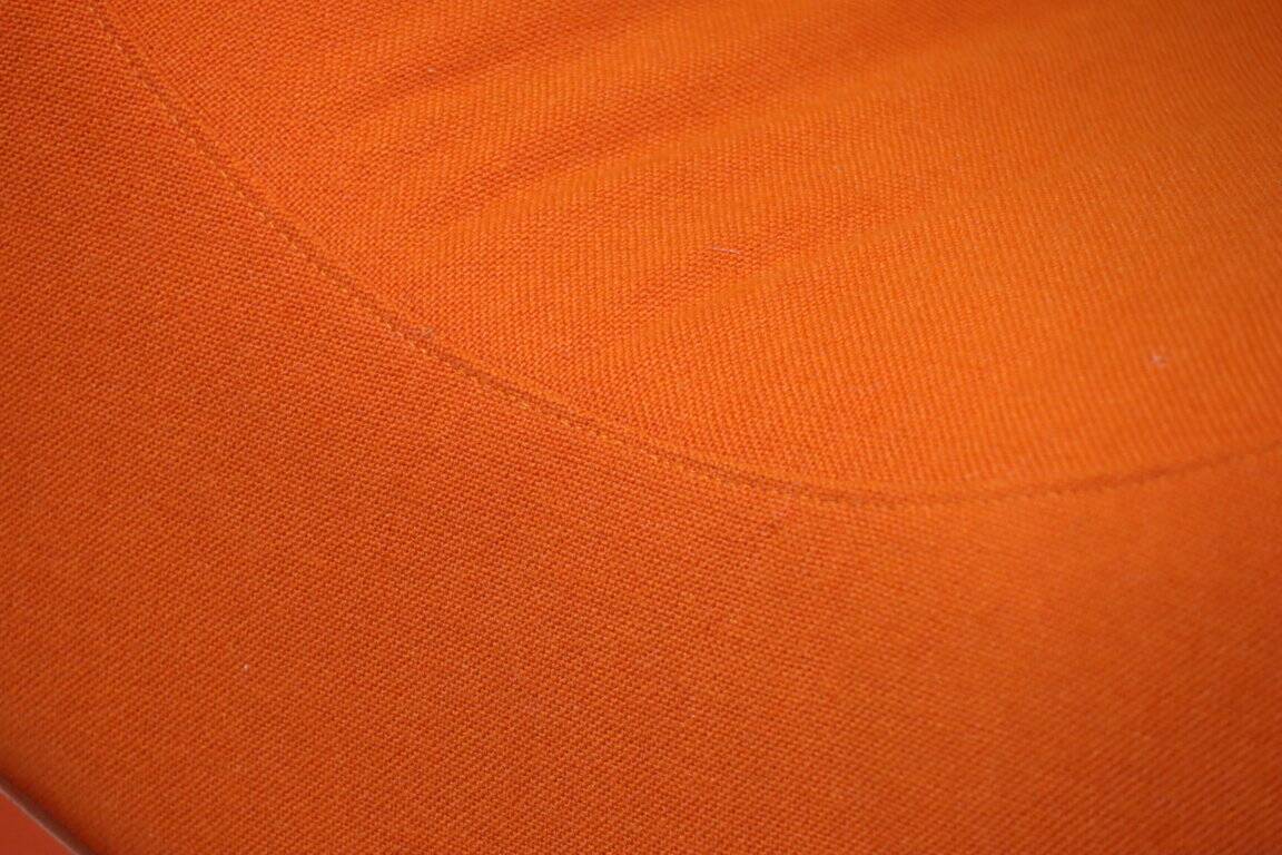 Vintage organic armchair in orange fabric and fiber, 1970