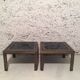 Paire de tables basses en laiton et mirroir noir des années 70