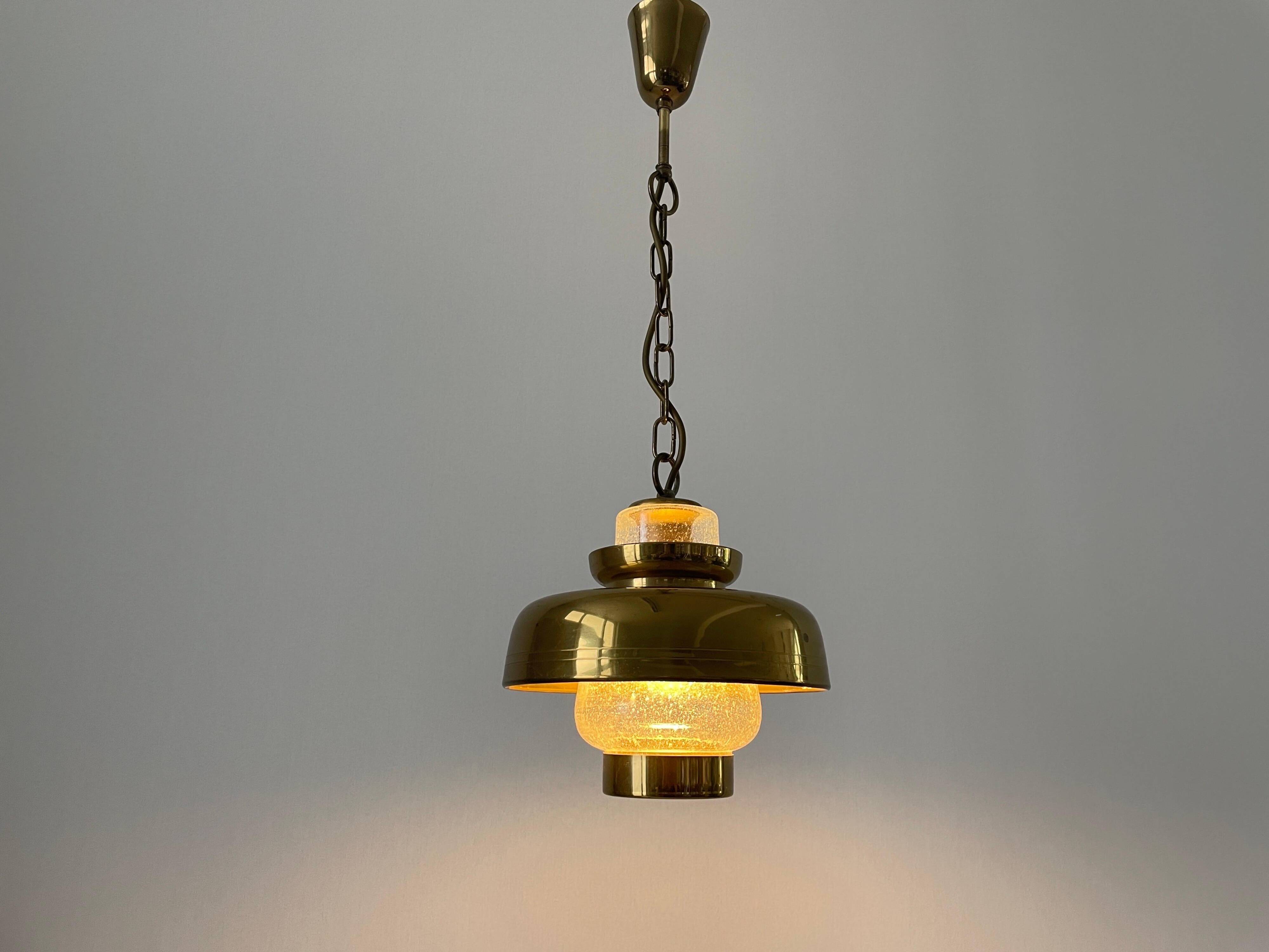 Brass and bubble glass ceiling light, 1960s, Germany