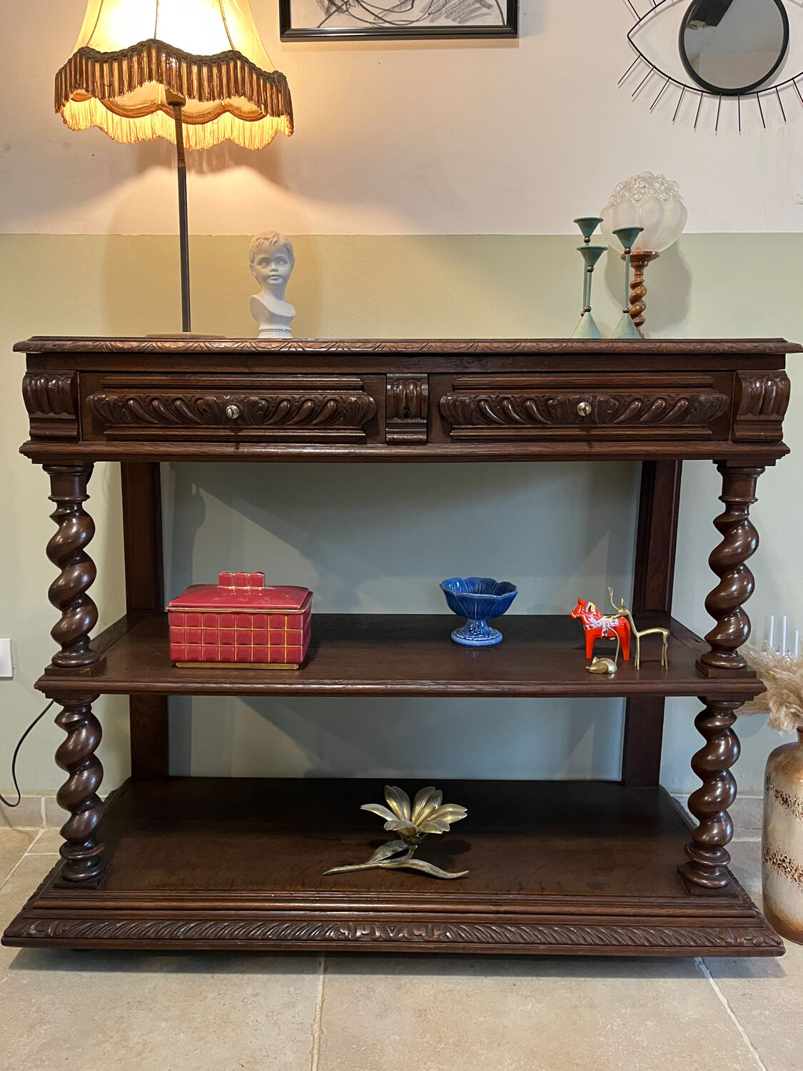 Console or turned wooden service table