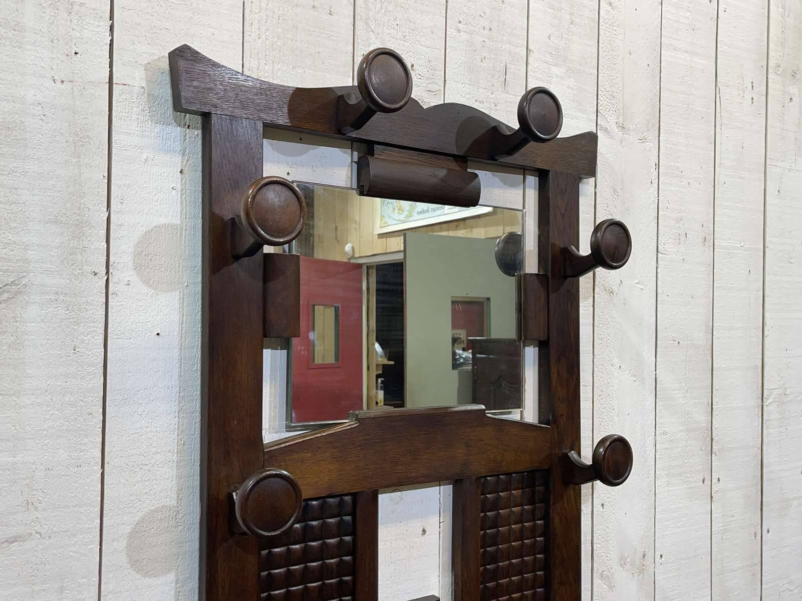 1930s oak coat rack
