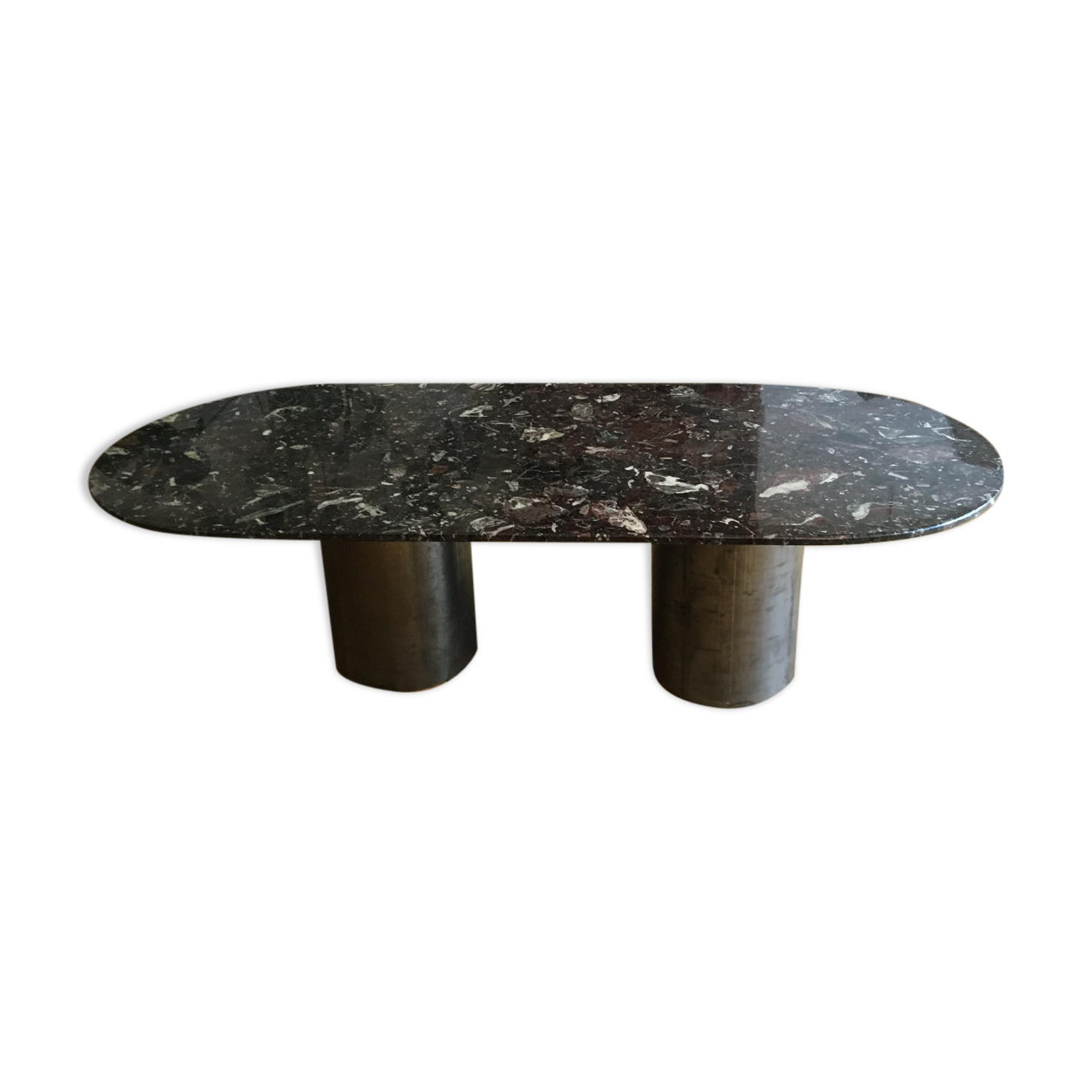 Brown marble coffee table and steel feet