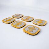 Set of 6 brutalist coasters by David Marshall, Spain, 1970s