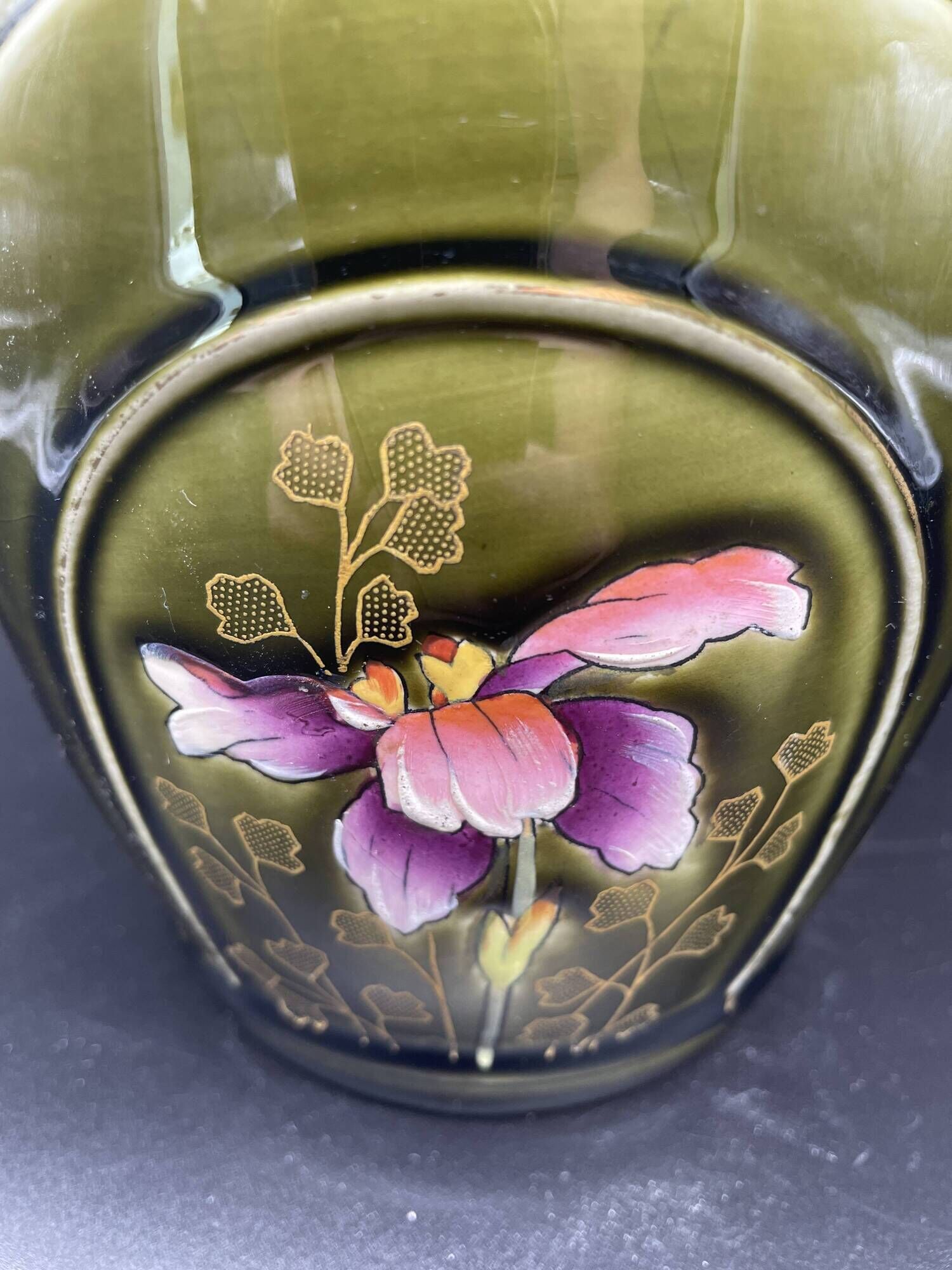 Slip planter, pair, art nouveau, de bruyn earthenware, signed, numbered, fives, lille