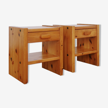 Pair of pine bedside table