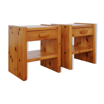 Pair of pine bedside table