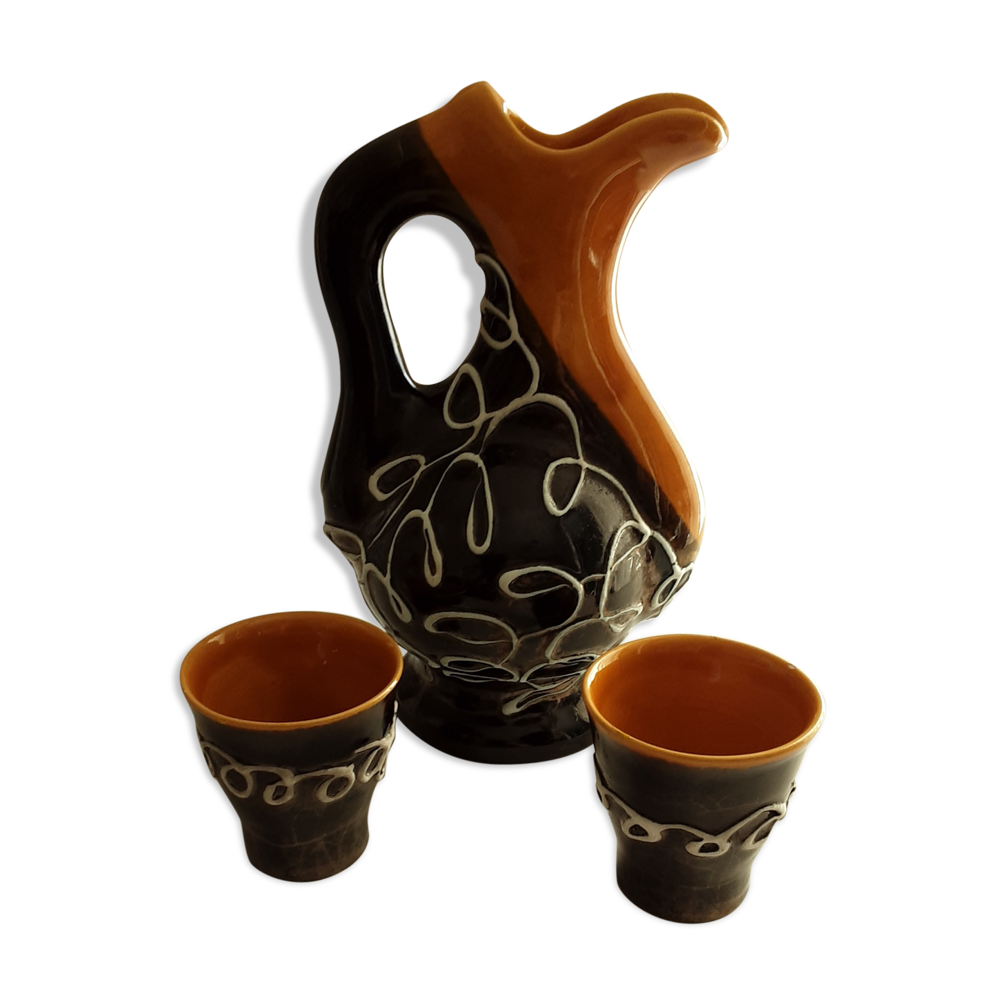 Vallauris pitcher with cup duo