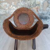 Fauteuil enfant en bois sculpté et rotin