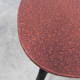 Vintage 70s chair in black lacquered metal and atypical red vinyl