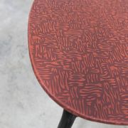 Vintage 70s chair in black lacquered metal and atypical red vinyl