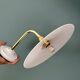 Vintage white opaline wall lamp with elbow arm