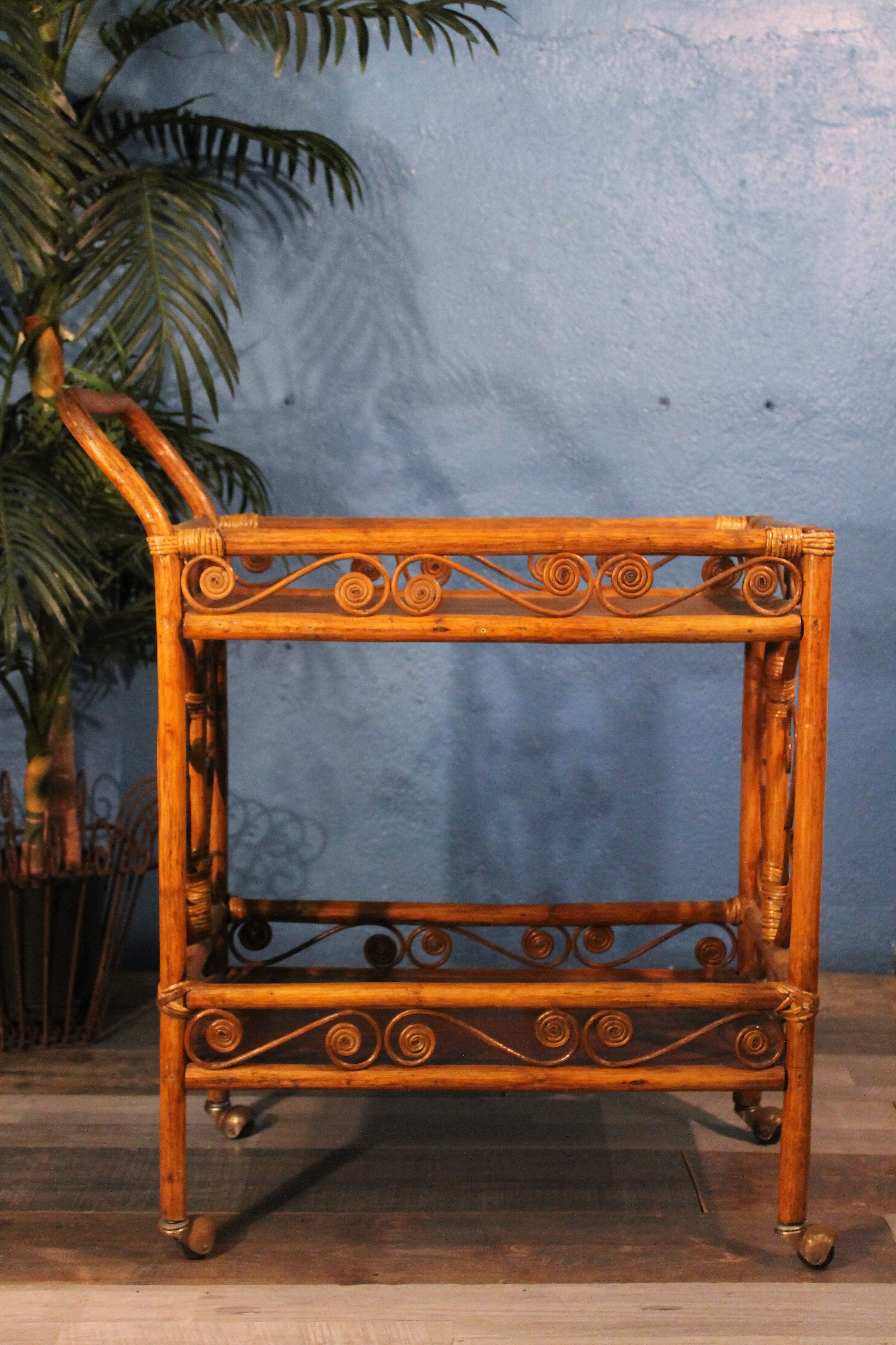 Rattan serving table 1970