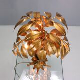 Hollywood regency Hans Kogl palm tree table lamp metal gold gilt 1970