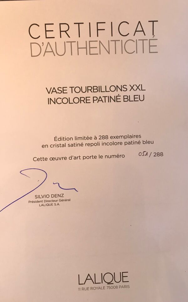 Vase Lalique modèle Tourbillons XXL
