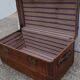 Old wooden trunk covered leather travel chest