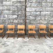 Series of 10 casala children's chairs in vintage light wood