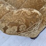 1950s, Danish 3-seater sofa, furniture velour, carved oak wood.