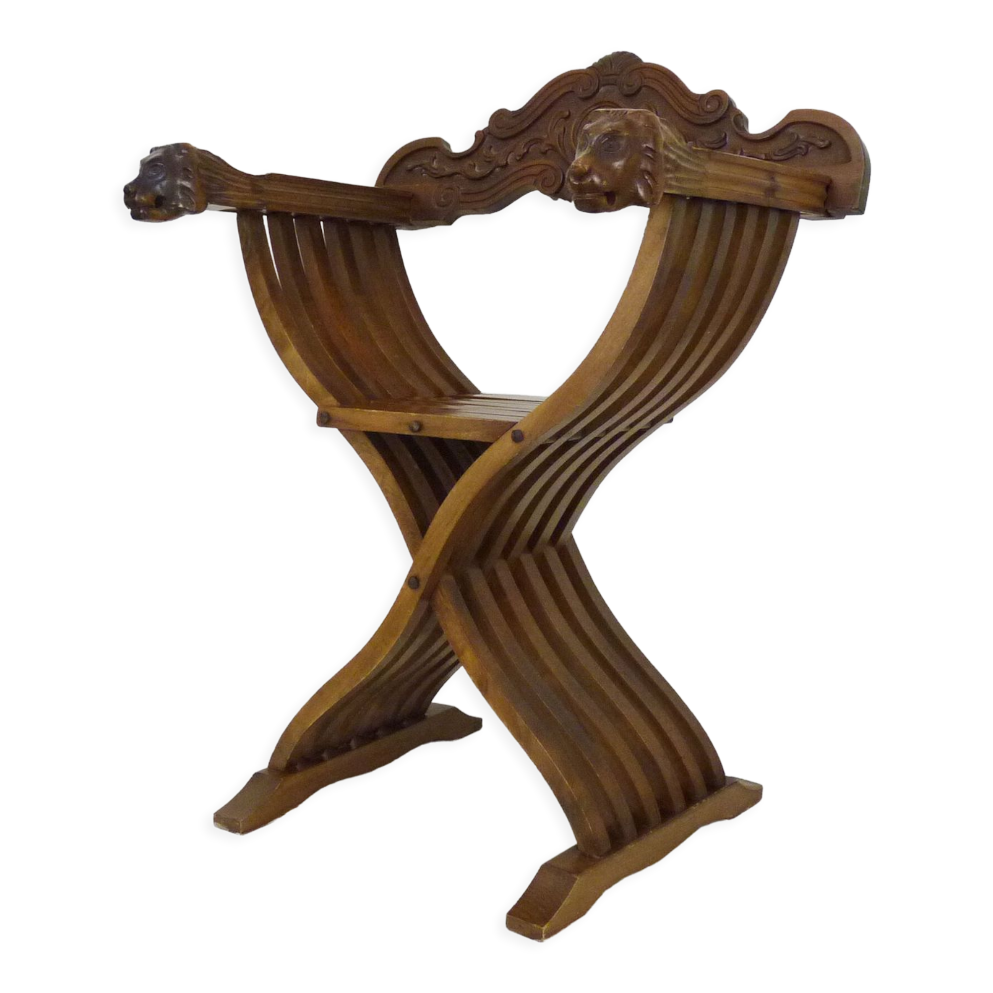 Chaise Savonarola vintage en noyer, Italie, 1970s