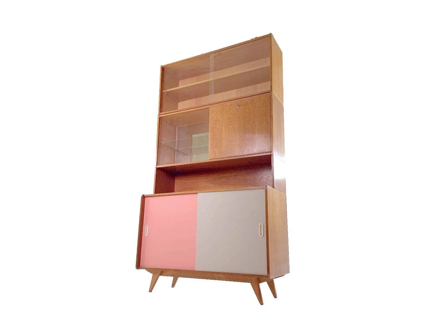 Vintage U-452 cabinet with display case and bar - Jiri Jiroutek