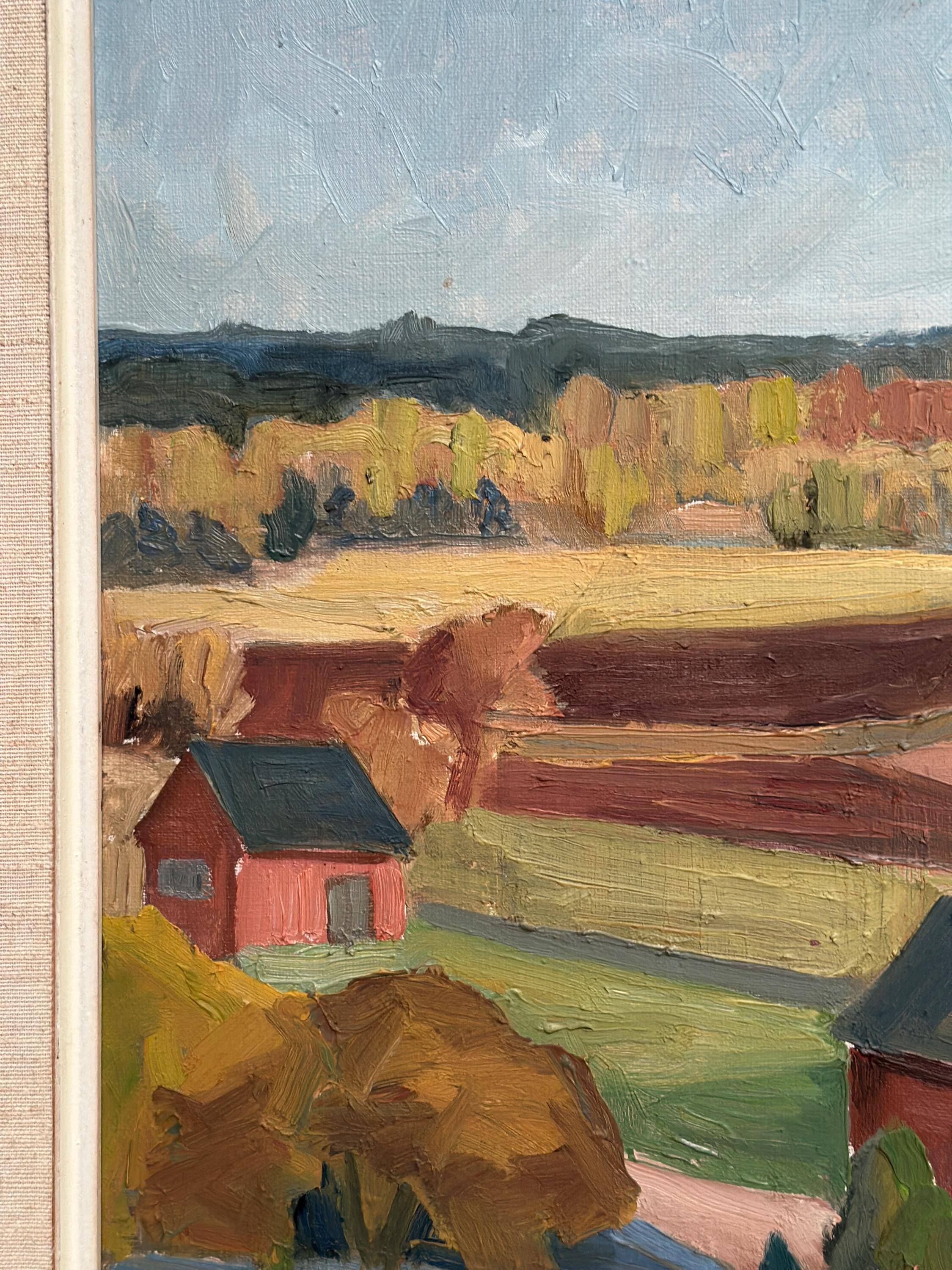 Huile sur toile suédoise du milieu du siècle – « Barns » par Ivar Gidstam 1950