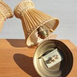 Pair of vintage wall lamps plexi lampshade pleated gold