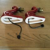 Pair of ceramic sconces grenat 50s