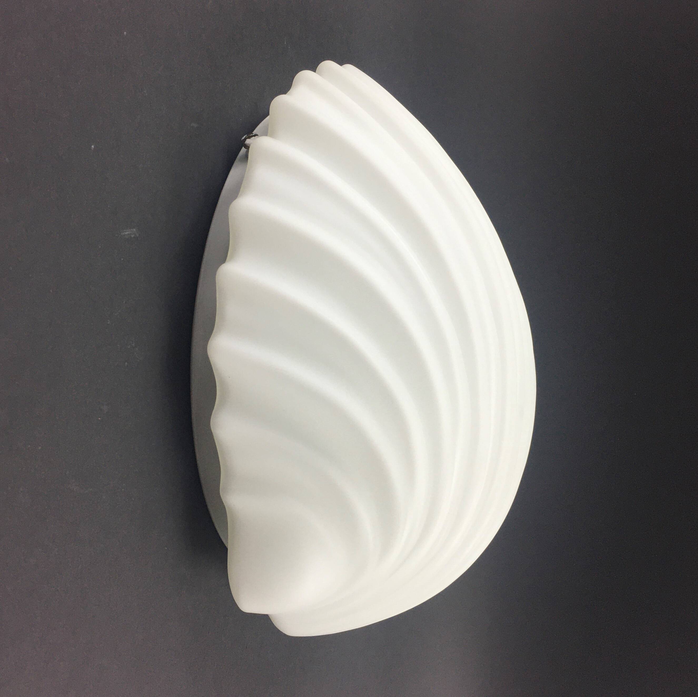 Large Minimalist Opaline Glass Shell-Shaped Wall Light from Limburg, Germany, 1970s