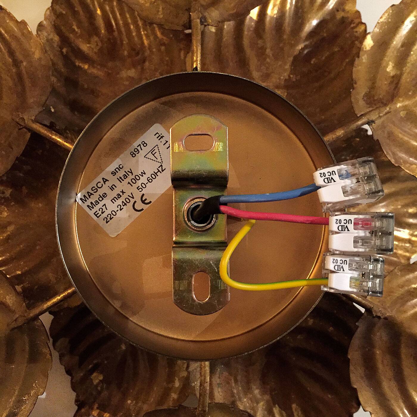 Masca floral applique, metal with gold leaf, 1970