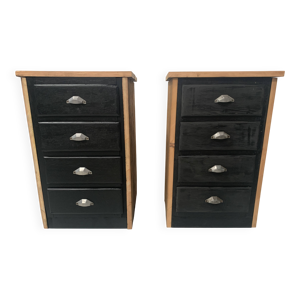 Paire de petites commodes - sapin