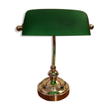 Lampe de banquier en verre et laiton ancienne