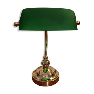 Glass and old brass banker lamp