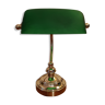 Glass and old brass banker lamp