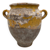 Ancien pot à confit terre cuite jaune vernissé XIXème France