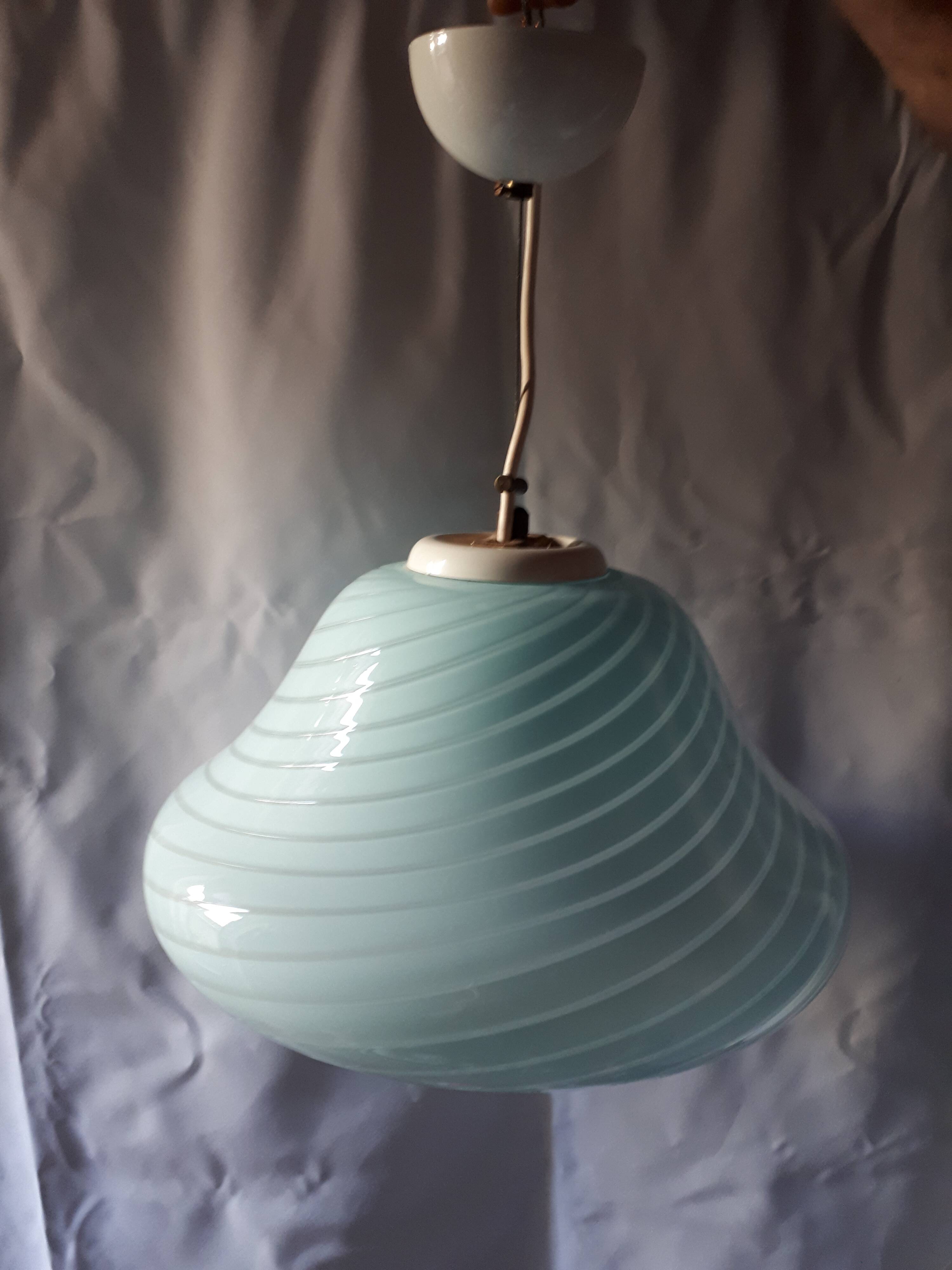 Vetri murano venini 1960/1970 vintage blue glass lamp