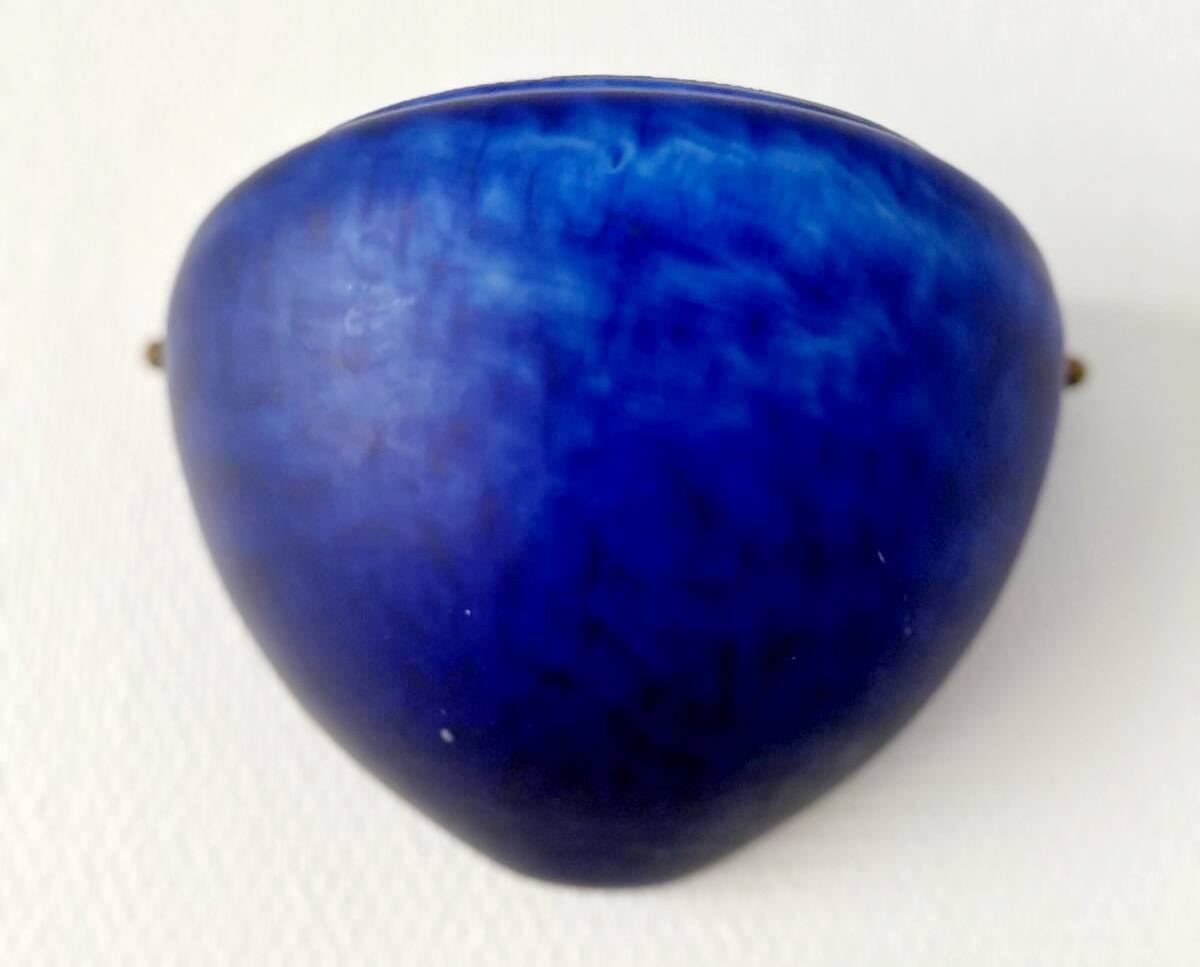 Sconces, signed, in satin blue glass paste from the 1930s