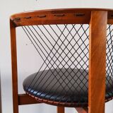 Niels Jorgen Haugesen String wood and leather chairs for Tranekaer, Denmark
